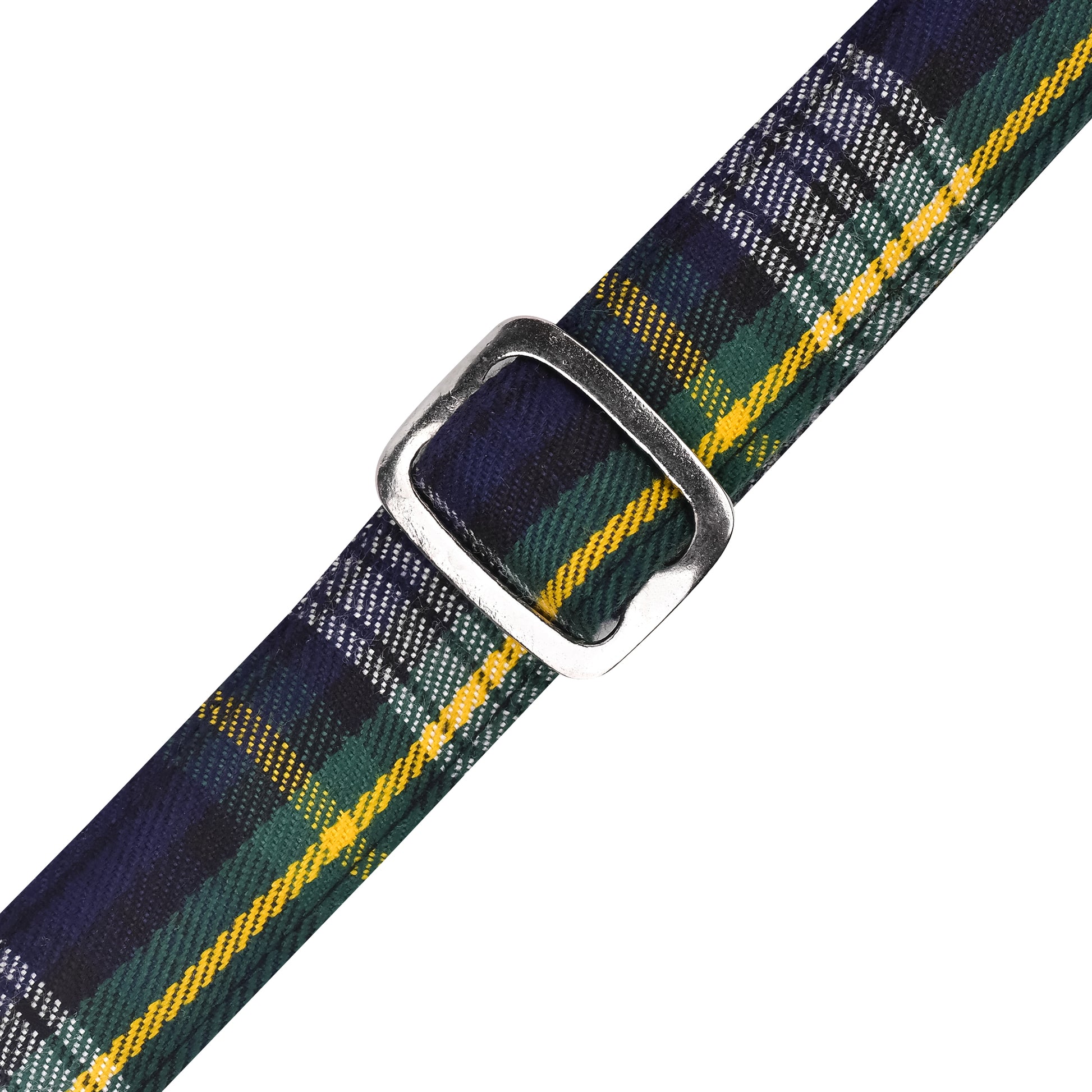 Dress Gordon Tartan Dog Collar with blue, green, and white pattern, showcasing stylish design and high-quality materials.