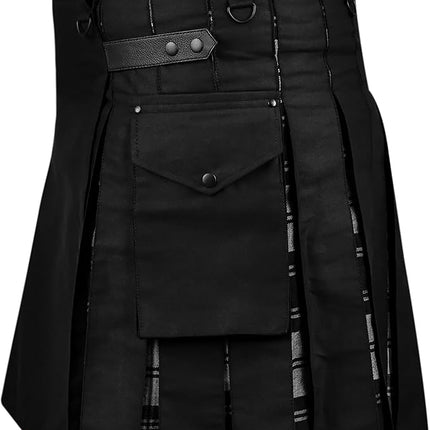 Grey Douglas Hybrid Utility Kilt for Men - Scottish Traditional Kilt with Flashes