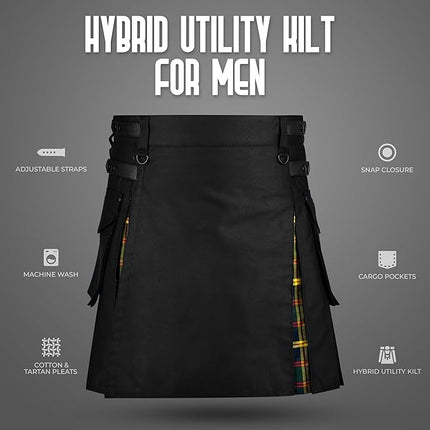 Leathernecks US Marine Corps Hybrid Utility Kilt for Men - Scottish Traditional Kilt with Flashes