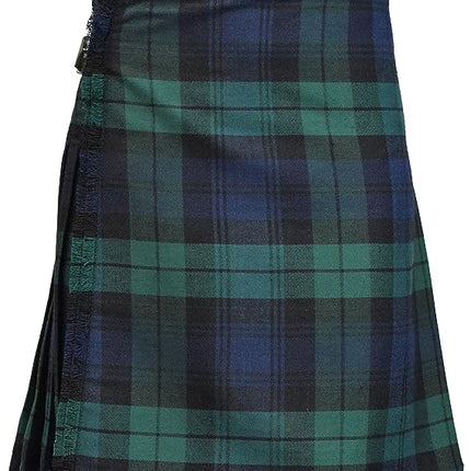 Black Watch Traditional Tartan Kilt for Men I Polyviscose 8 Yard