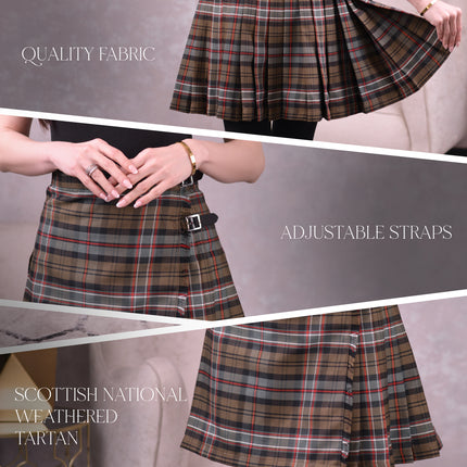 Women Tartan P.V Kilt (Scottish National Weathered)