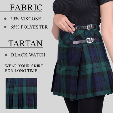 Women Tartan Billie Skirts (Black Watch)