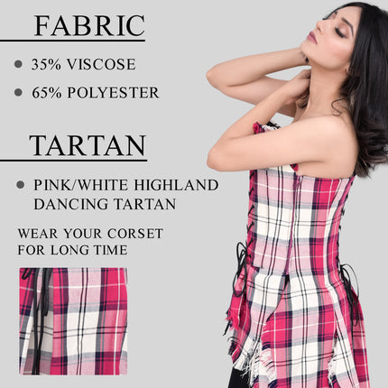 Bella Tartan Corset (Dancing Pink/White)