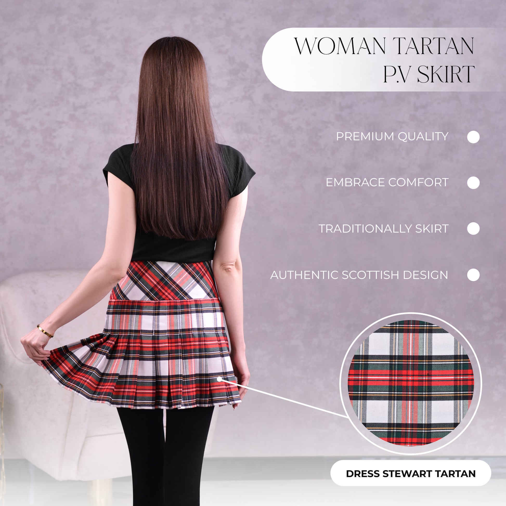 Women's Tartan Billie Skirt in Dress Stewart Tartan