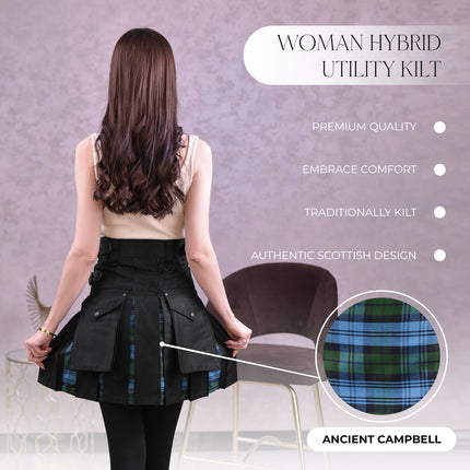 Women's Hybrid Utility Kilt in Ancient Campbell Tartan