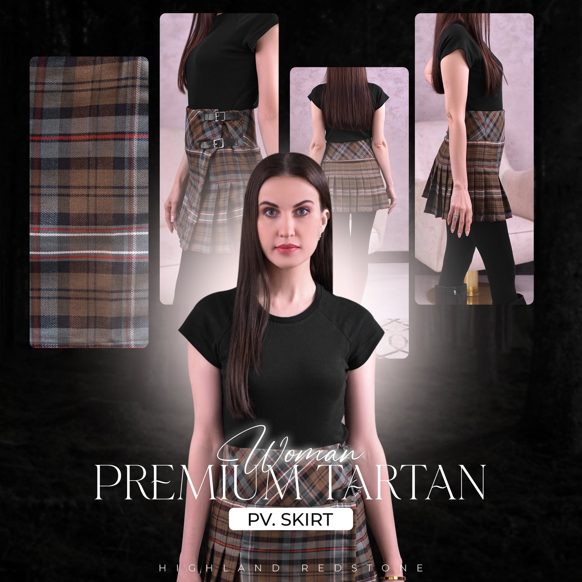 Women's Tartan Billie Skirt in Scottish National Weathered Tartan