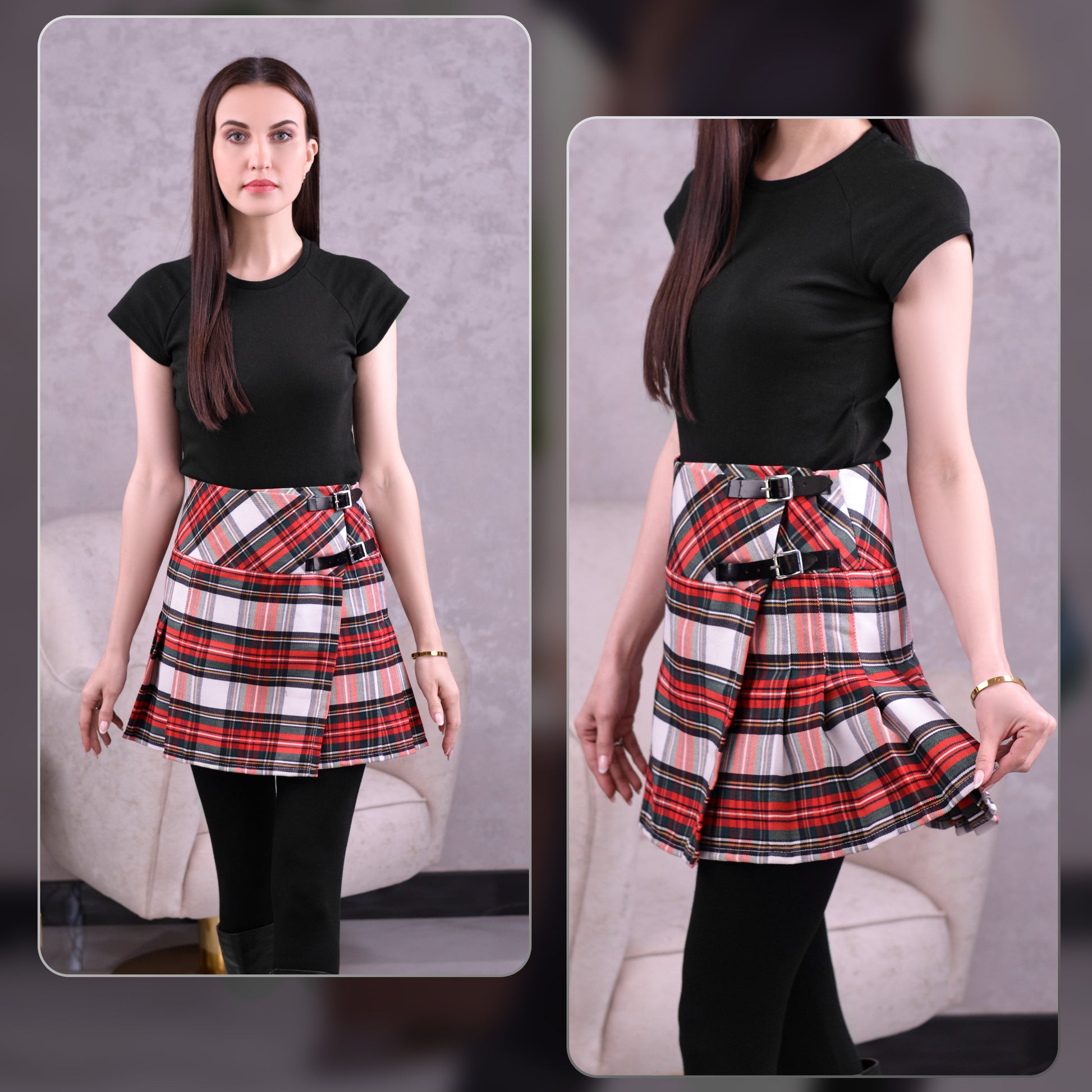 Women's Tartan Billie Skirt in Dress Stewart Tartan