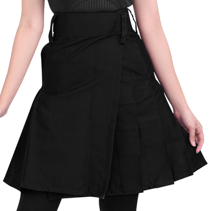 Black Utility Kilt for Women with Adjustable Straps