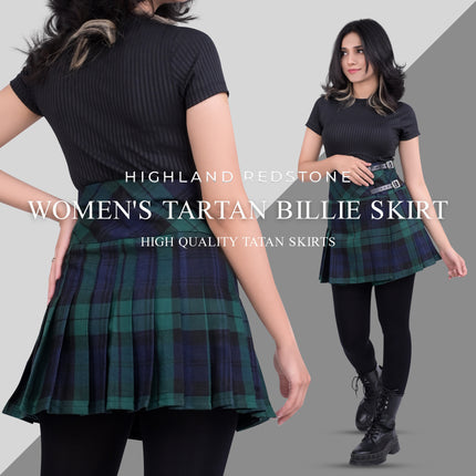 Women Tartan Billie Skirts (Black Watch)