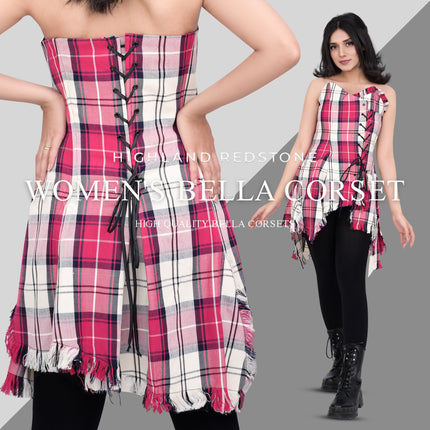 Bella Tartan Corset (Dancing Pink/White)