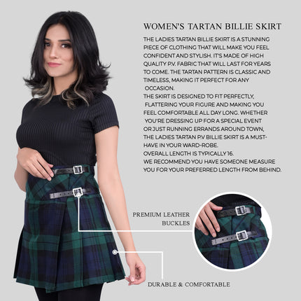 Women Tartan Billie Skirts (Black Watch)