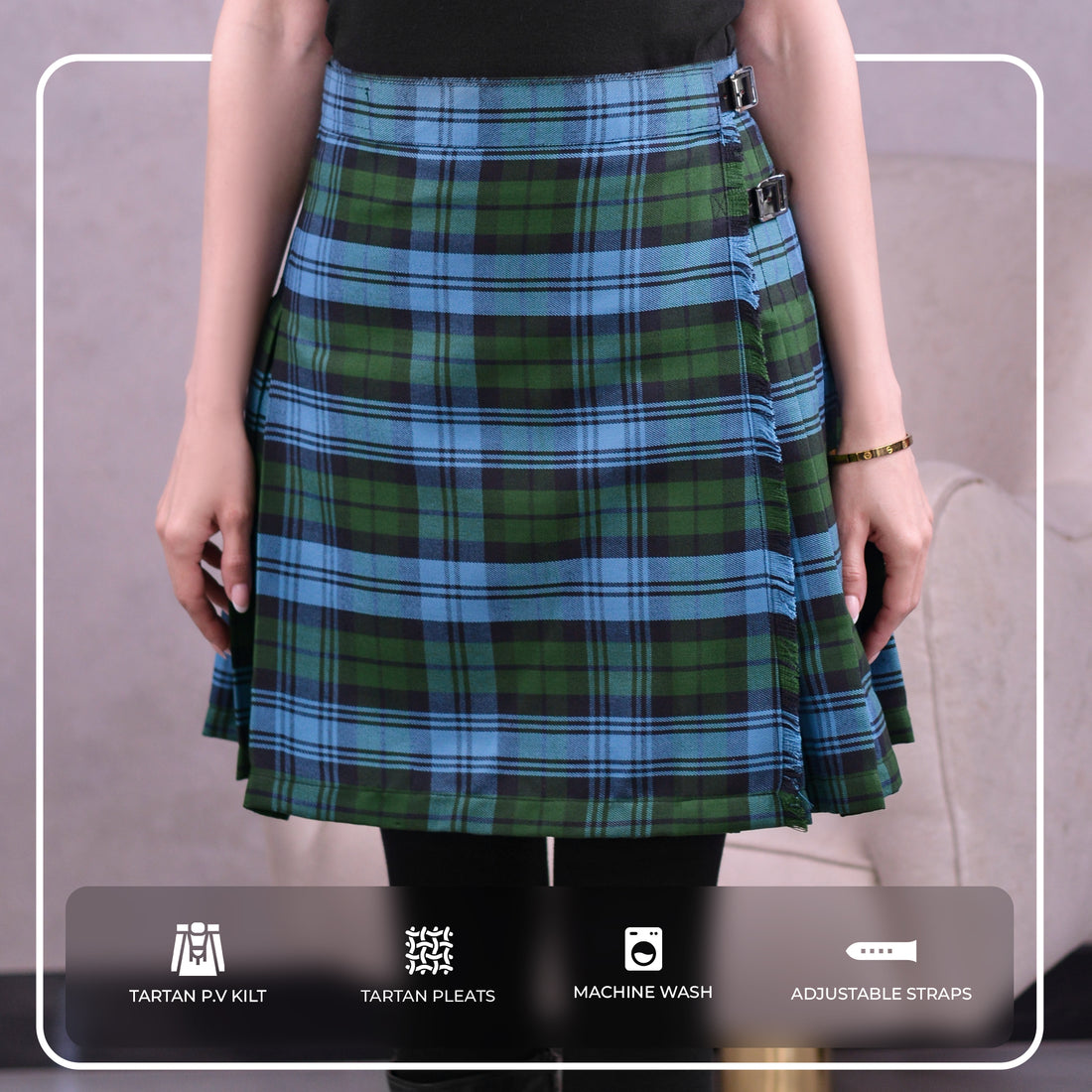 Women Tartan P.V Kilt (Ancient Campbell)