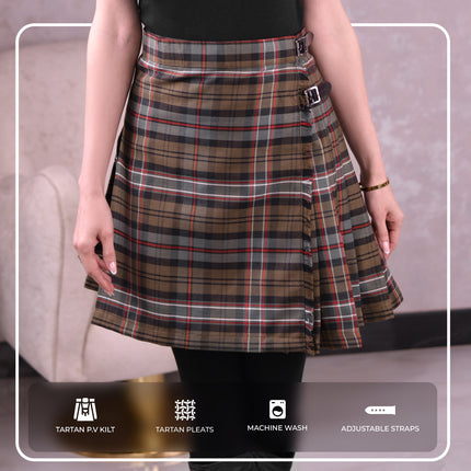 Women Tartan P.V Kilt (Scottish National Weathered)