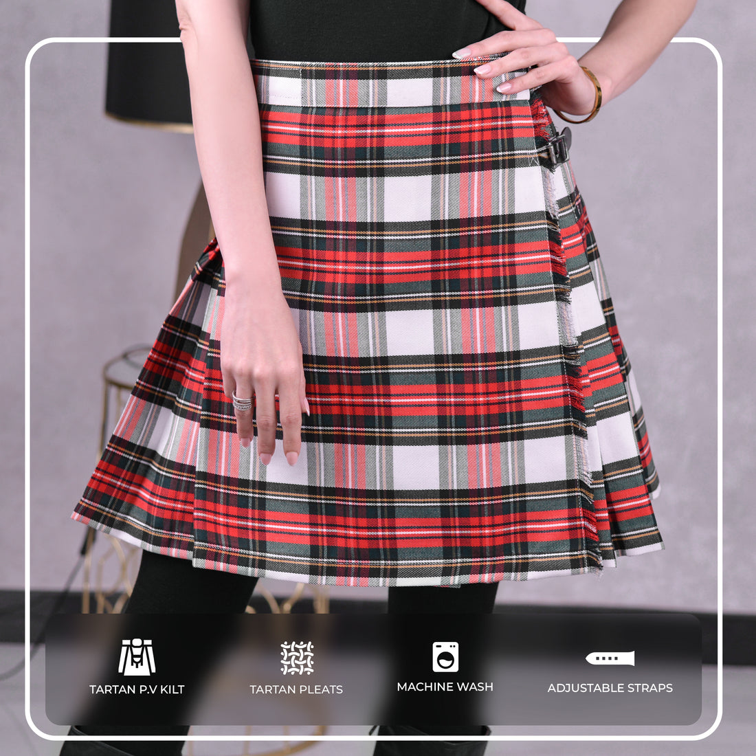 Women Tartan P.V Kilt (Dress Stewart)